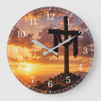 Grande Horloge Ronde Calvary Cross Wall Clock — Inspirational Design