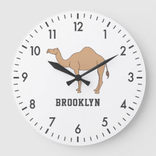 Grande Horloge Ronde Camel Unique Garçon Anniversaire Personnalisé Nom