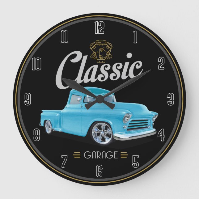 Grande Horloge Ronde Camion bleu classique (Recto)