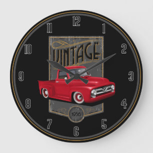 Grande Horloge Ronde Camion Vintage Red 1956