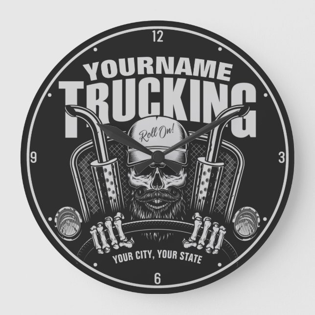 Grande Horloge Ronde Camionnage personnalisé Camionneur de crâne Camion (Recto)