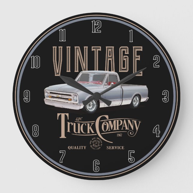 Grande Horloge Ronde Camions vintages (Recto)