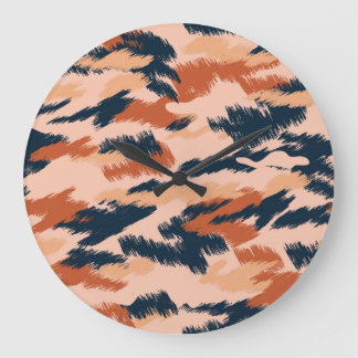Grande Horloge Ronde Camouflage Abstrait : Papier peint Vintage sans co