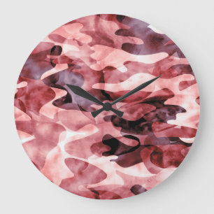 Grande Horloge Ronde camouflage d'aquarelle Abstraite : teinture à crav