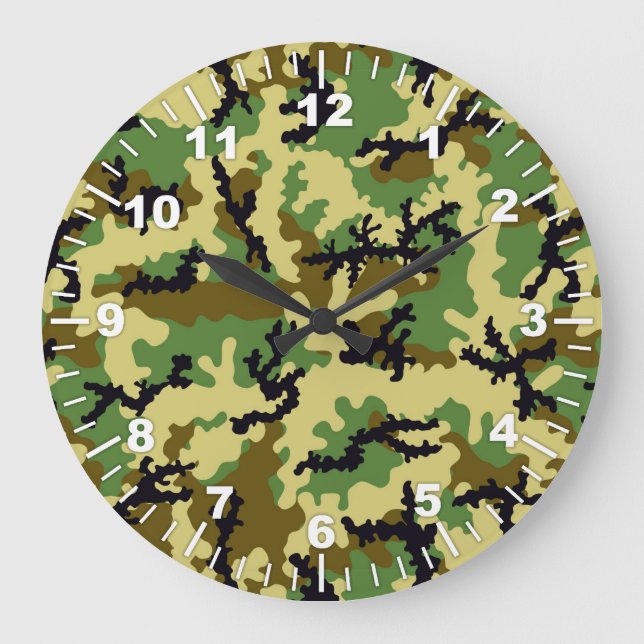 Grande Horloge Ronde Camouflage des bois (Recto)