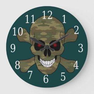 Grande Horloge Ronde Camouflage Red Eyes