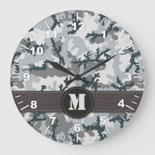 Grande Horloge Ronde Camouflage urbain