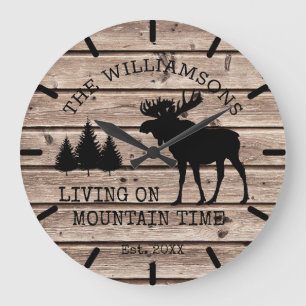 Grande Horloge Ronde Campagne Rustique en Bois Vivant sur le Temps de l