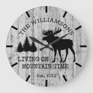 Grande Horloge Ronde Campagne Rustique en Bois Vivant sur le Temps de l