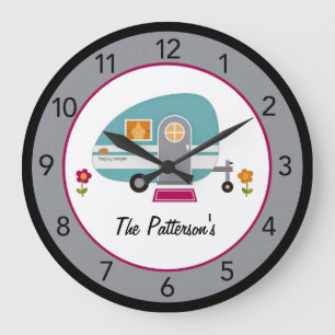 Grande Horloge Ronde Camper Happy Personnalisé