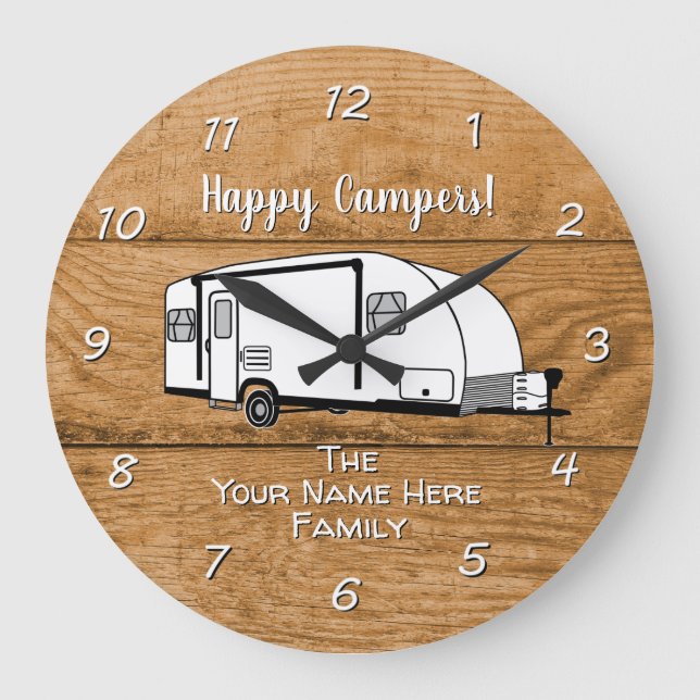 Grande Horloge Ronde Camping Generic Travel Trailer wood design  (Recto)