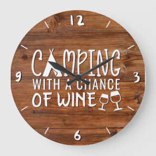Grande Horloge Ronde Camping rustique avec une chance de vin Bois drôl