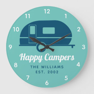 Grande Horloge Ronde Camping Teal Navy