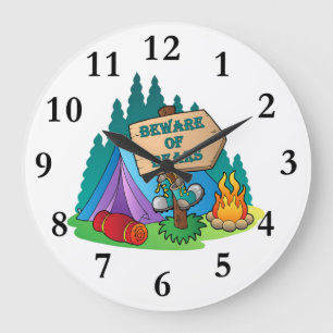GRANDE HORLOGE RONDE CAMPING TENT BEWARE THE WALL CLOCK