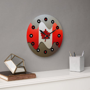 Grande Horloge Ronde Canada Flag-Chrome par Shirley Taylor