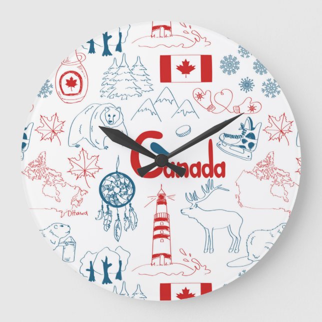 Grande Horloge Ronde Canada | Motif de symboles (Recto)