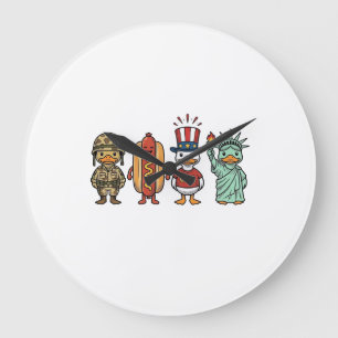 Grande Horloge Ronde Canard patriotique et chemise vectorielle vintage
