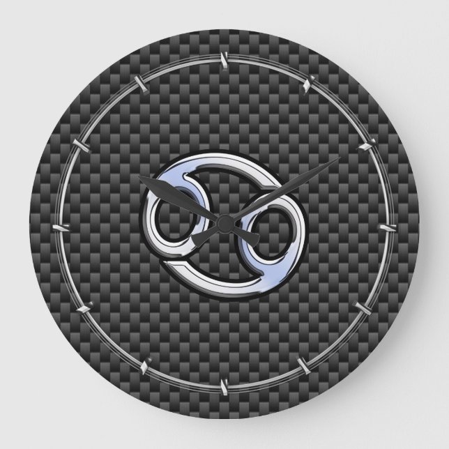 Grande Horloge Ronde Cancer Zodiac Connexion au charbon de bois Fibres  (Recto)