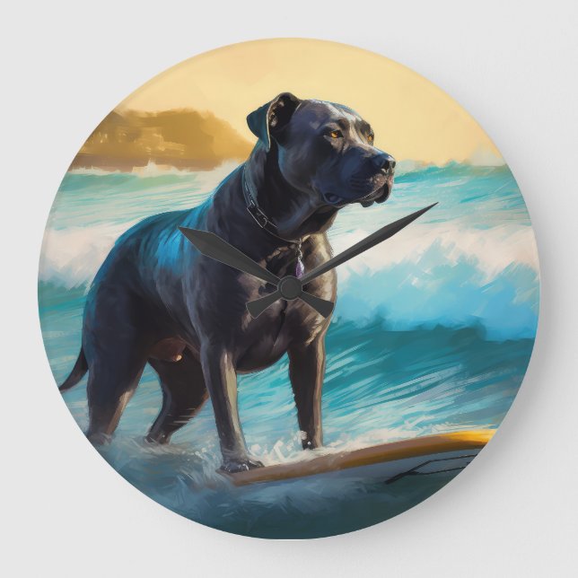Grande Horloge Ronde Cane Corso Beach Surf Peinture (Recto)