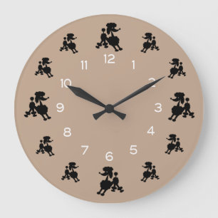 Grande Horloge Ronde Caniches noirs