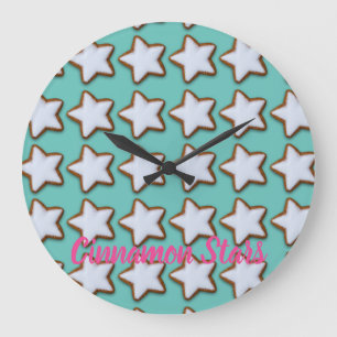 Grande Horloge Ronde Cannamon Star Cookies Motif Noël et Noël