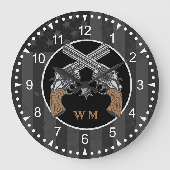 Grande Horloge Ronde Canons Croisés De Style Occidental Avec Monogramme (Recto)