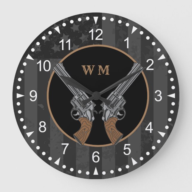 Grande Horloge Ronde Canons Croisés De Style Occidental Avec Monogramme (Recto)