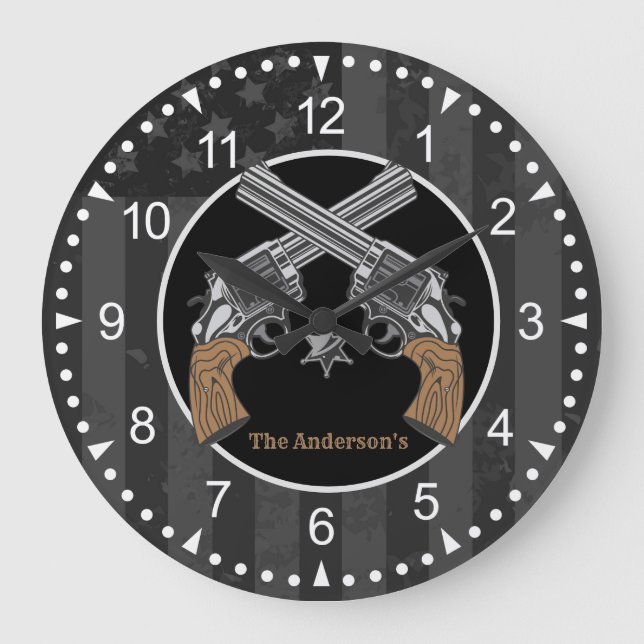 Grande Horloge Ronde Canons Croisés De Style Occidental Avec Nom (Recto)