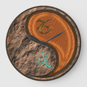 Grande Horloge Ronde Capricorne & Chien de Bois