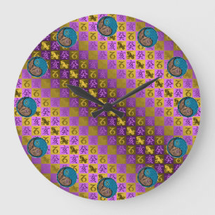 Grande Horloge Ronde Capricorne & Sanglier d'eau
