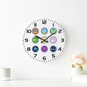 Grande Horloge Ronde Capsules de bouteilles de soda colorées