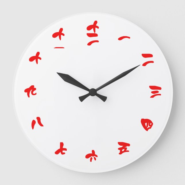 Grande Horloge Ronde Caractère numérique chinois (police rouge) (Recto)