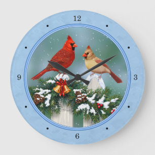 Grande Horloge Ronde Cardinaux de Noël & Garland