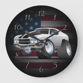 Grande Horloge Ronde Caricature classique d'American Muscle Car des ann
