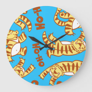 Grande Horloge Ronde Caricature De Tiger Cubs : Drôle Sans Seamless.
