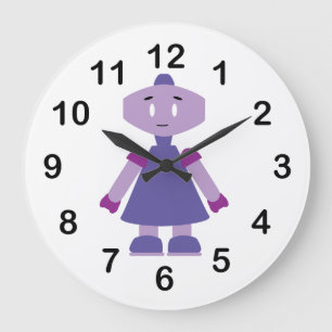 Grande Horloge Ronde Caricature pour fille de robot