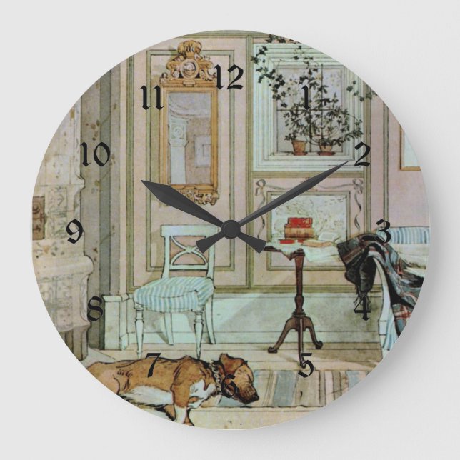 Grande Horloge Ronde Carl Larsson peinture, Lazy Nook, (Recto)