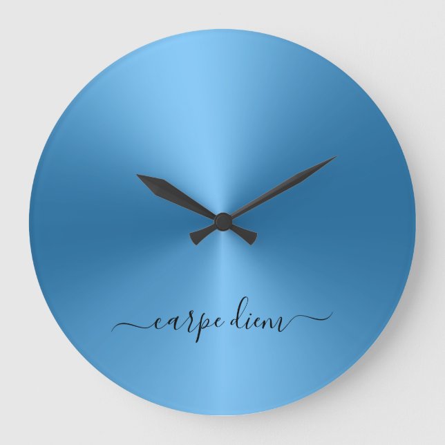 Grande Horloge Ronde Carpe diem Blue Metallic Style acrylique (Recto)