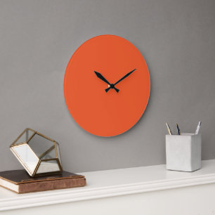 Grande Horloge Ronde Carré orange avec bordure blanche, création d'un v