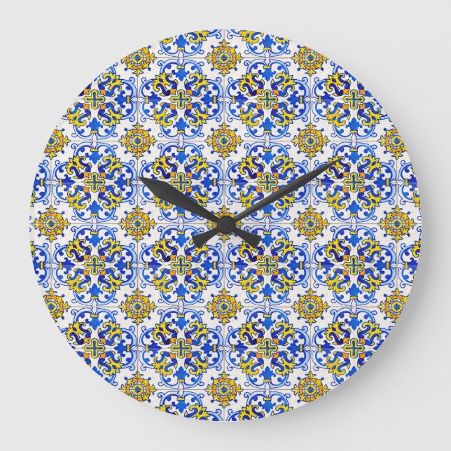 Grande Horloge Ronde Carreaux de panneau Azulejo sans joint (Recto)