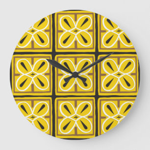 Grande Horloge Ronde Carreaux ornementaux vintages Design Motif