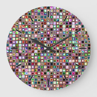 Grande Horloge Ronde Carrelage Mosaïque Funky Motif Aux Tons Bijoux