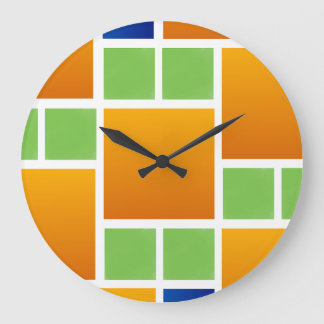 Grande Horloge Ronde Carrés à dégradé orange