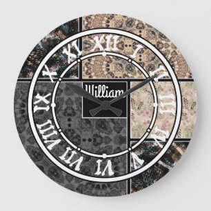 Grande Horloge Ronde carrés personnalisées de patchs ornementaux custom