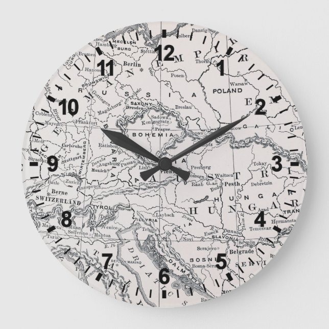 GRANDE HORLOGE RONDE CARTE : ALLEMAGNE ET AUTRICHE (Recto)