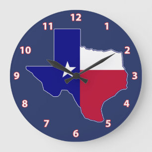 Grande Horloge Ronde Carte de drapeau du Texas
