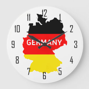 Grande Horloge Ronde Carte de l'Allemagne avec le drapeau et les