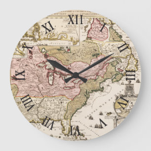Grande Horloge Ronde carte de l'Amérique en français médiéval du Québec