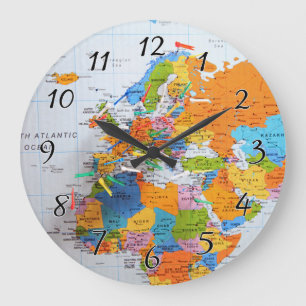 Grande Horloge Ronde Carte de voyage colorée
