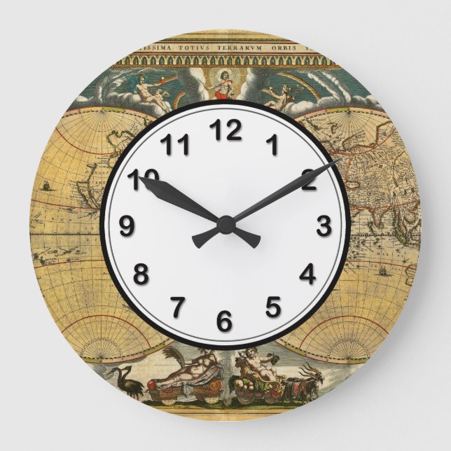 Grande Horloge Ronde Carte du monde antique - Joan Blaeu - 1664 (Recto)